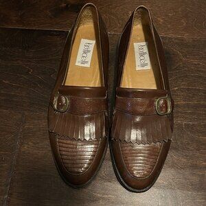 Botticelli Mens Sz 8.5 Vintage Brown Loafers With Buckle Made Of Genuine Lizard